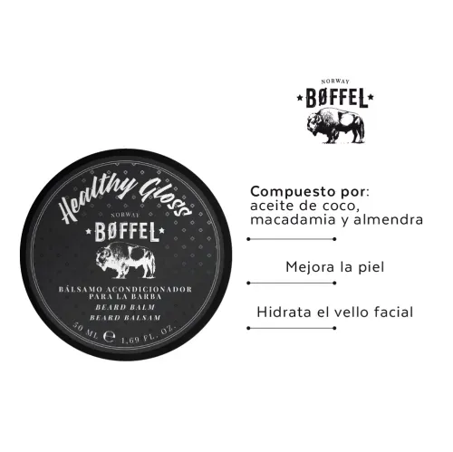 Bálsamo Acondicionador Boffel para la Barba Healthy Gloss 50g