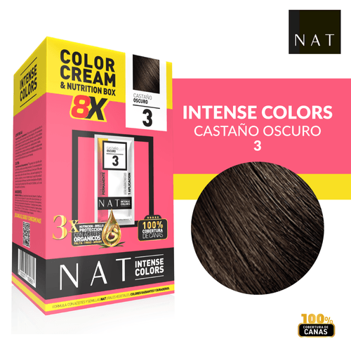 Tintura Intense Color Box X 8U Nat Cajax8 Sachet 50G 3 Dark Brown