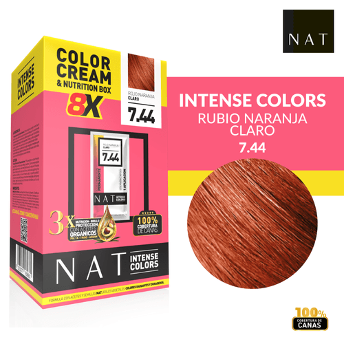 Tintura Intense Color Box X 8U Nat Cajax8 Sachet 50G 7.44 Light Orange Red
