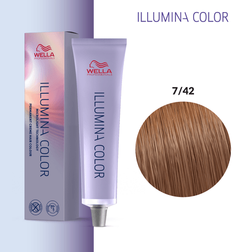 Tintura Wella Illumina Rubio Medio Cobrizo Violeta 7/42
