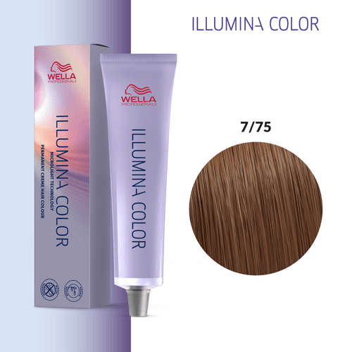 Tintura Wella Illumina Rubio Medio Verde Caoba 7/75