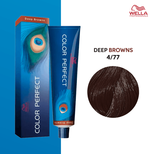 Tintura Wella Color Perfect 60ml Castaño Mediano Marrón Intenso 4-77