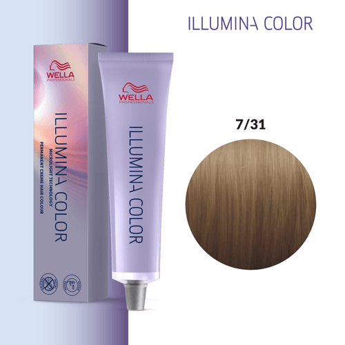 Tintura Wella Illumina 60ml Rubio Mediano Dorado Ceniza 7-31