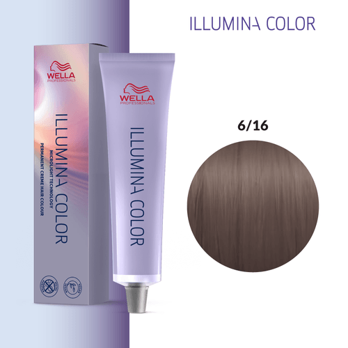 Tintura Wella Illumina 60ml Rubio Oscuro Ceniza Violate 6-16