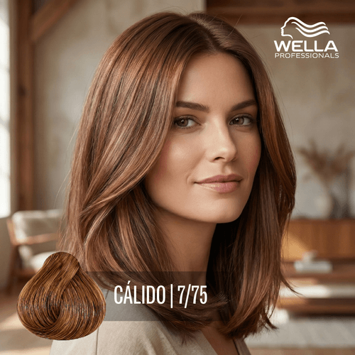 Tintura Wella Illumina Rubio Medio Verde Caoba 7/75